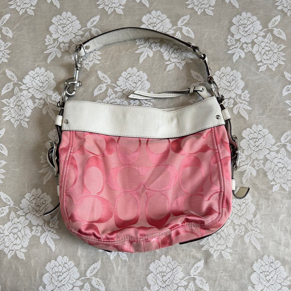 Coach Legacy Pink Signature Jacquard Shoulder Bag